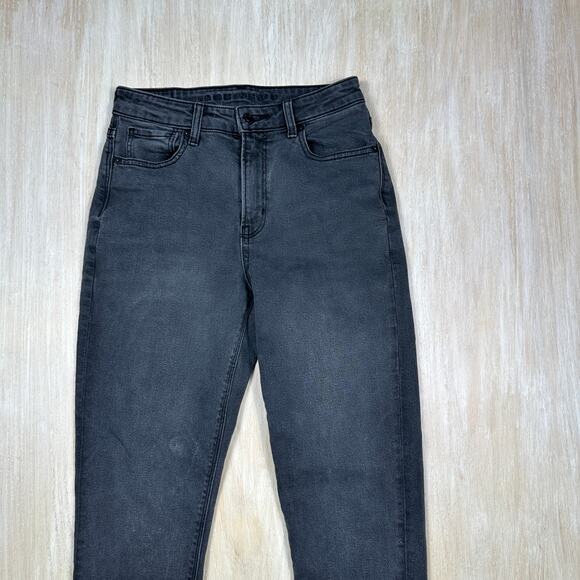 American Eagle Mom Jeans High Rise Black Stretch Slim Fit Casual Pants 2 SHORT - Picture 2 of 14